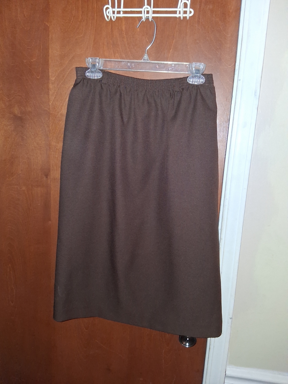Alfred Dunner Brown Midi Elastic-Waist Skirt
